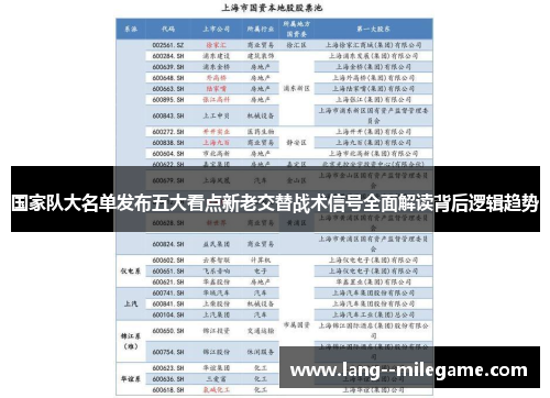 国家队大名单发布五大看点新老交替战术信号全面解读背后逻辑趋势